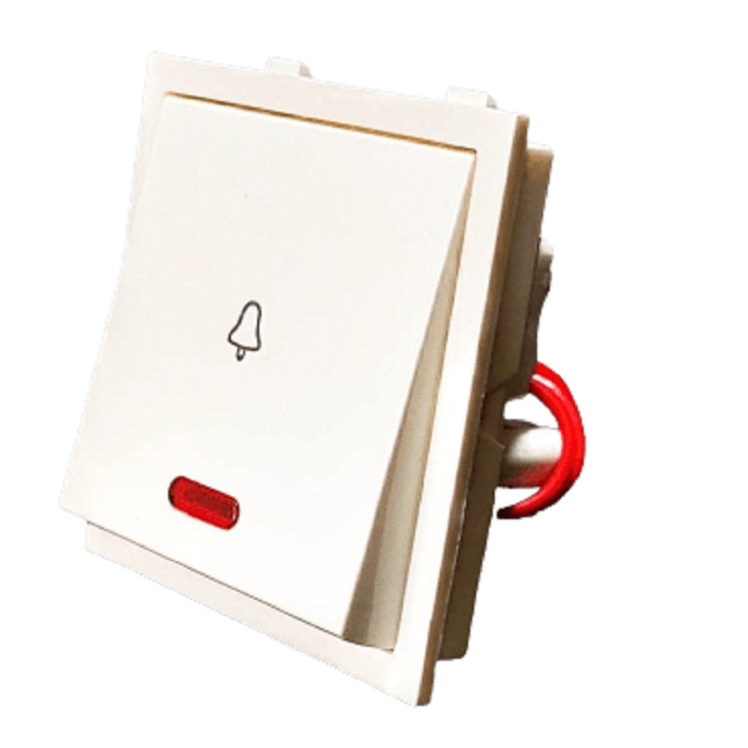  Bell Push Switch 10Amp with Indicator, 2 Module, GreatWhite Fiana - White